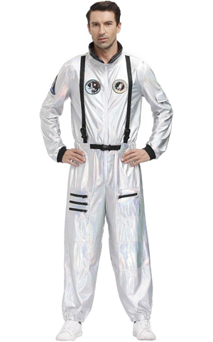 Halloween Silver Pilot Astronaut Alien Spaceman Cosplay Costume